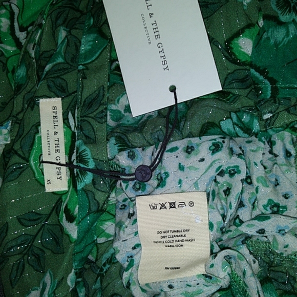 Winona Blouse Ivy green Spell Designs top XS lurex - Picture 8 of 8